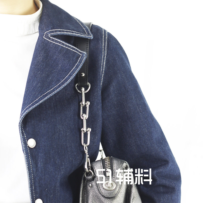 Original T Family Bag Chain Ultra Slim Leather Handle Carrying Shoulder Strap Decompress Superior Silver Color Black Diy Accessories Inch