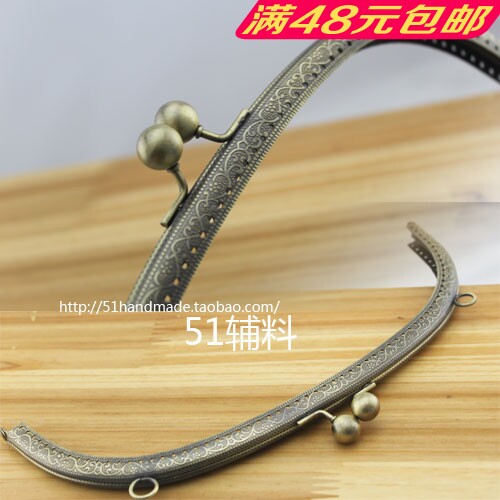 Handmade fabric DIY bag accessories 25cm oversized double ear bronze embossed arc pin hole gold 51 accessories