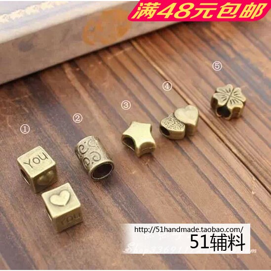 Retro copper color Pandora perforated bead bundle pocket rope hanging clock rope buckle handmade DIY jewelry accessories 51 accessories