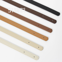 Double-hole rivet ultra slim leather single shoulder strap Sub-handle carrying 100 lap renovation replacement bag with black DIY handmade accessories