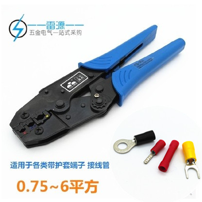 Round fork type tubular with sheath terminal manual press wire pliers insulated terminal press pliers 0 75-6 square