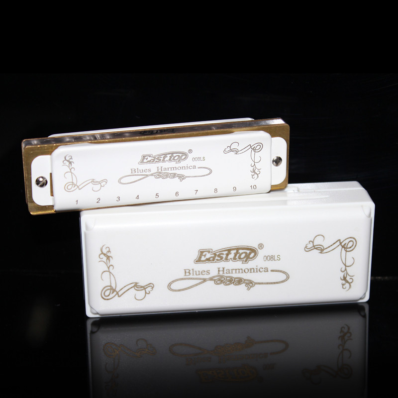Oriental tripod T008LS white blues blues ten hole film harmonica with only C tone-Taobao