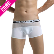 Men's sexy boxer briefs exciting convex bag sexy men's ice silk underwear boys dew jj transparent men's underwear