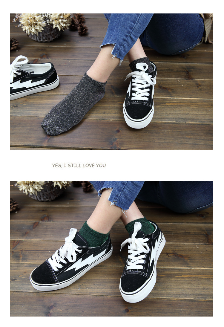Mùa thu và mùa đông vớ nữ bằng vàng và bạc Nhật Bản thời trang nữ vớ cotton thấm mồ hôi thấm hút chất khử mùi lụa sáng vớ nông tat nu dep gia re