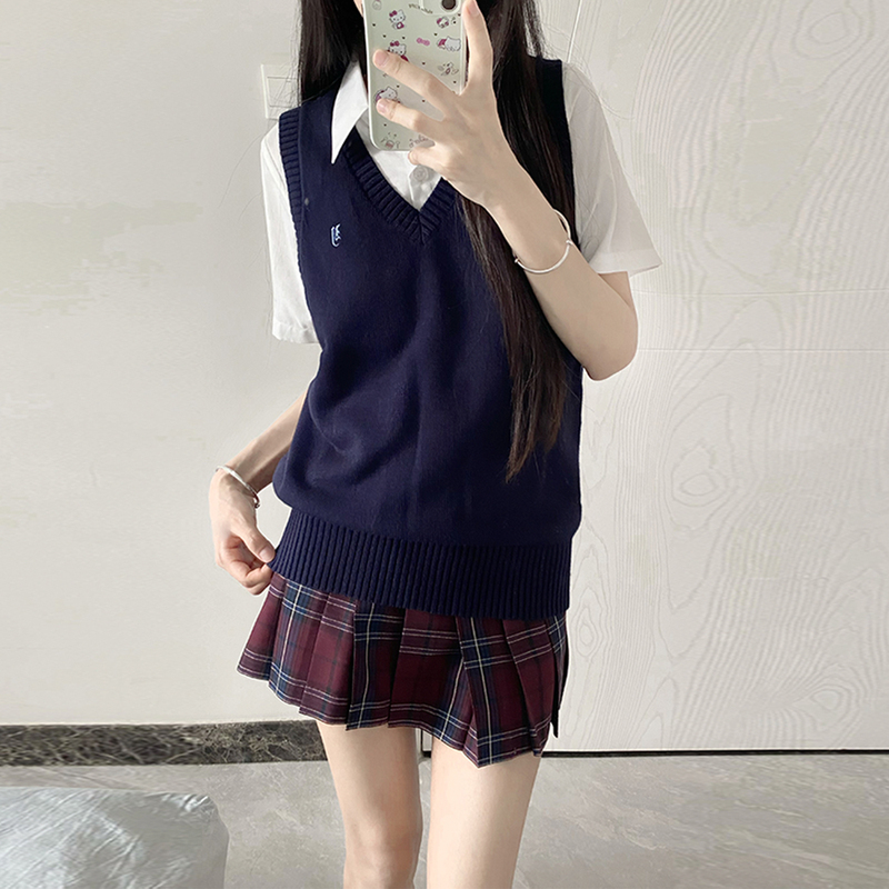 Hua Qianzhu Original Echizen Zhong Vest Jk Multi-Color Knitted Sweater College Style Jk Uniform Versatile Top