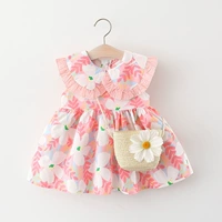 Детское летнее платье с рукавами, юбка на девочку, платье-комбинация, наряд маленькой принцессы, коллекция 2023, без рукавов, детская одежда, в корейском стиле
