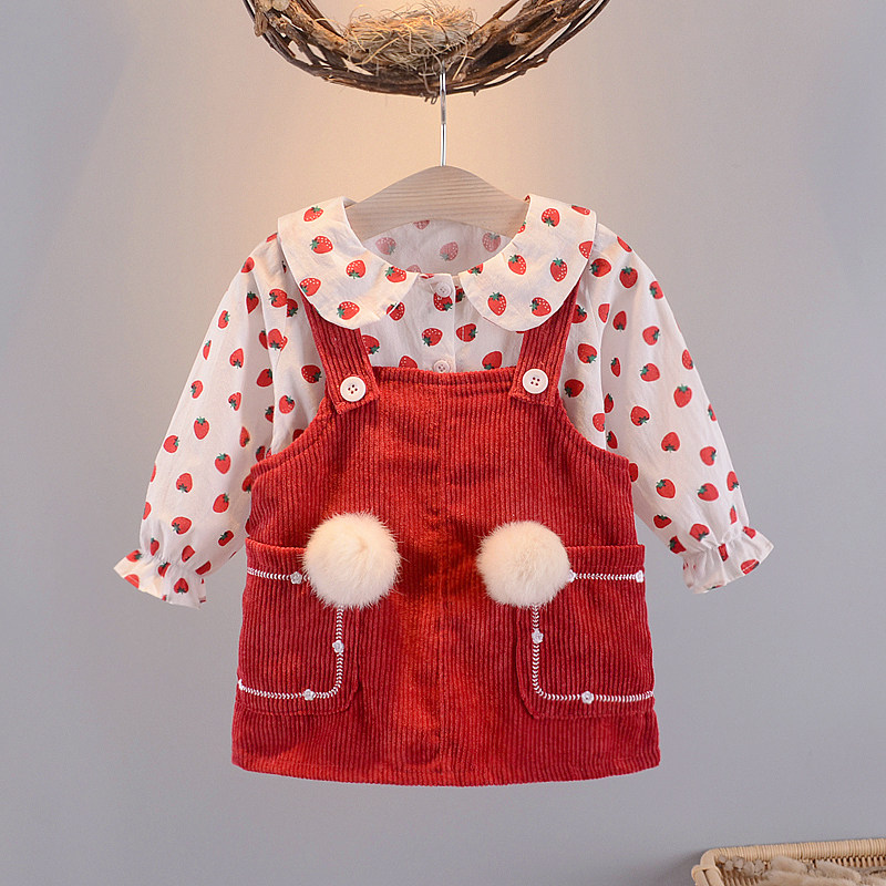 Girls suit autumn 2022 new baby hugging baby bag cover shirt long-sleeved fashionable cotton two-piece spring trendy