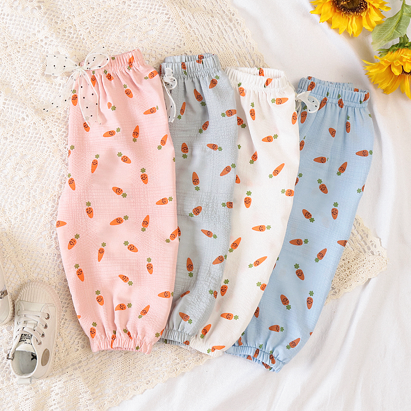 Girl Summer Anti-mosquito Pants 2022 New Baby 1-4 Year Old 3 Small Baby Summer Clothing 90% Pants Loose Casual Pants