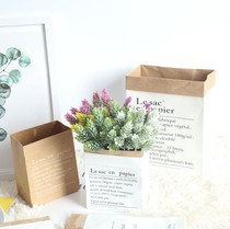 Creative Nordic style kraft paper bag flower basket flower container storage mini paper bag small fresh literary pastoral dry vase