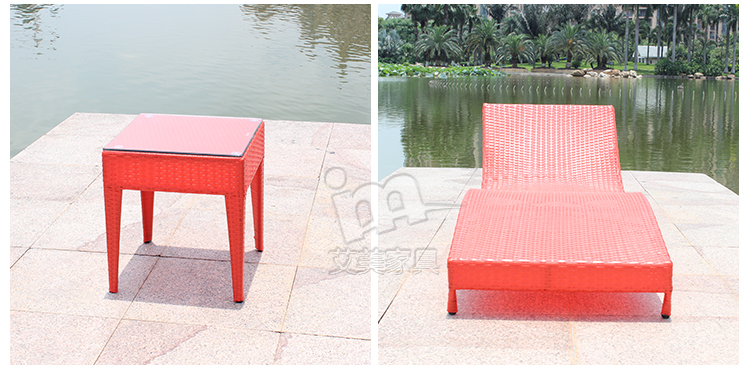 Giường ngoài trời giải trí ngoài trời giường vườn ban công ngồi có thể ngả PE giả mây bãi biển mây đồ nội thất sân thượng giường mặt trời giường - Bàn ghế ngoài trời / sân ghế ngoài trời