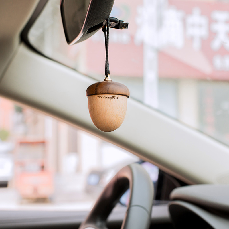 Car perfume car aromatherapy rear mirror essential oil fragrance diffuser solid wood car Blue wind chimes aromatherapy wooden white tea fragrance