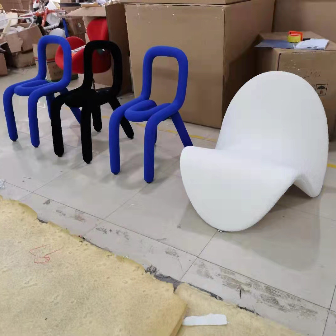 Modern minimalist ins bent tube chair designer single chair boldchair model room creative special-shaped clothing store stool