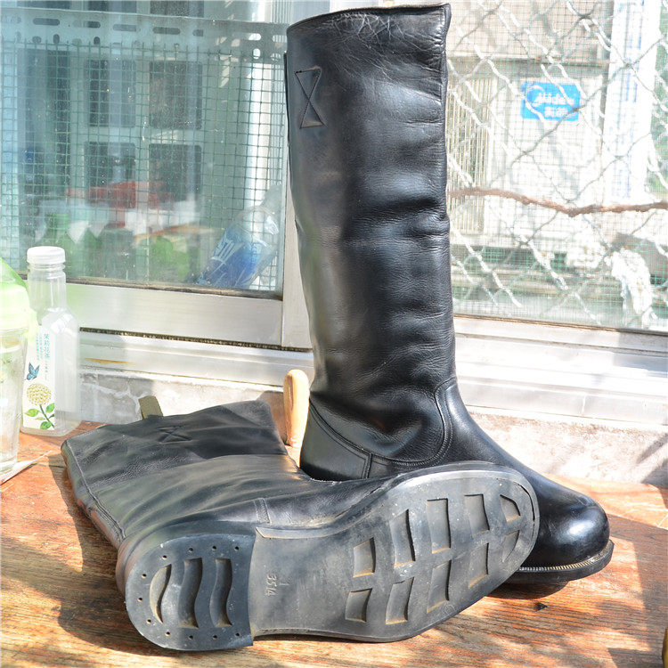 Jihua outdoor black full leather high waist men's leather 3514 riding boots wear-resistant leather shoes