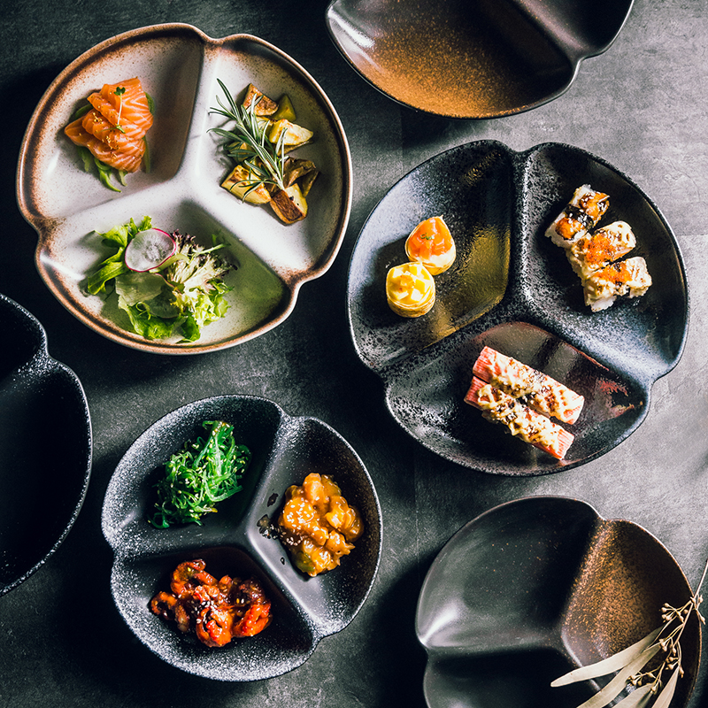 Day Style Triple Lattice Trays Ceramic Dishes Creative breakfast count heart disc Home snacks Dish Matching Dish Tray