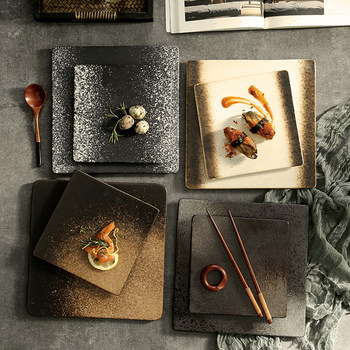 Sifang dish plate color glazed flat plate barbecue plate tableware