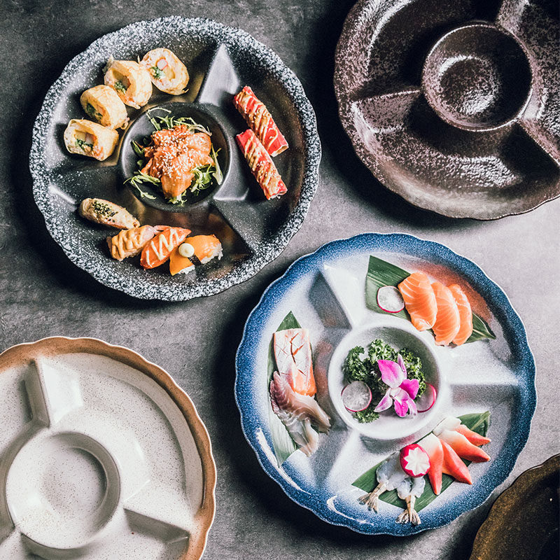 Breakfast Pan Day Style Water Dumplings Pan Zi Retro Style Cutlery Round Fruit Parquet Courtesy Kit Home Divided Saucer