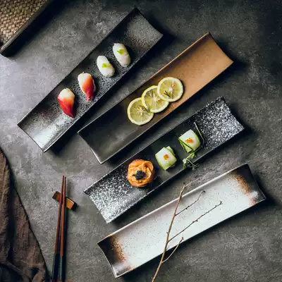 Japanese-style long plate creative long plate sushi plate black simple long plate restaurant tableware supplies