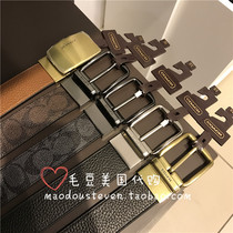 Guojin edamame American COACH Coach mens narrow version wide version business casual double-sided belt