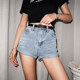 Summer hot girl ins thin trendy denim super shorts women's loose wide-legged a-line curling slimming light-colored hot pants