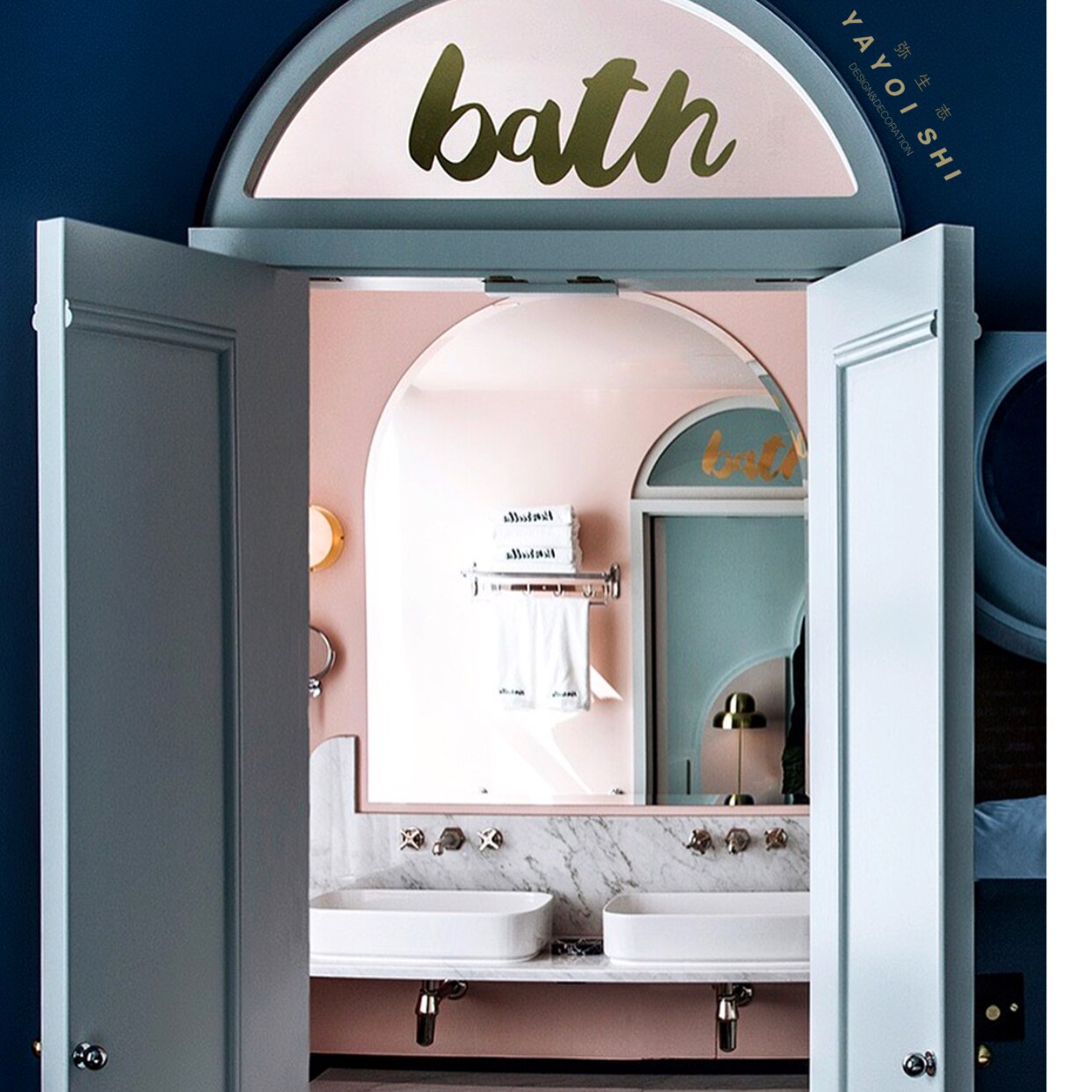 Yayoi Chi Nordic simple design borderless arch mirror Bathroom mirror Entrance mirror Wall mirror Net red half mirror