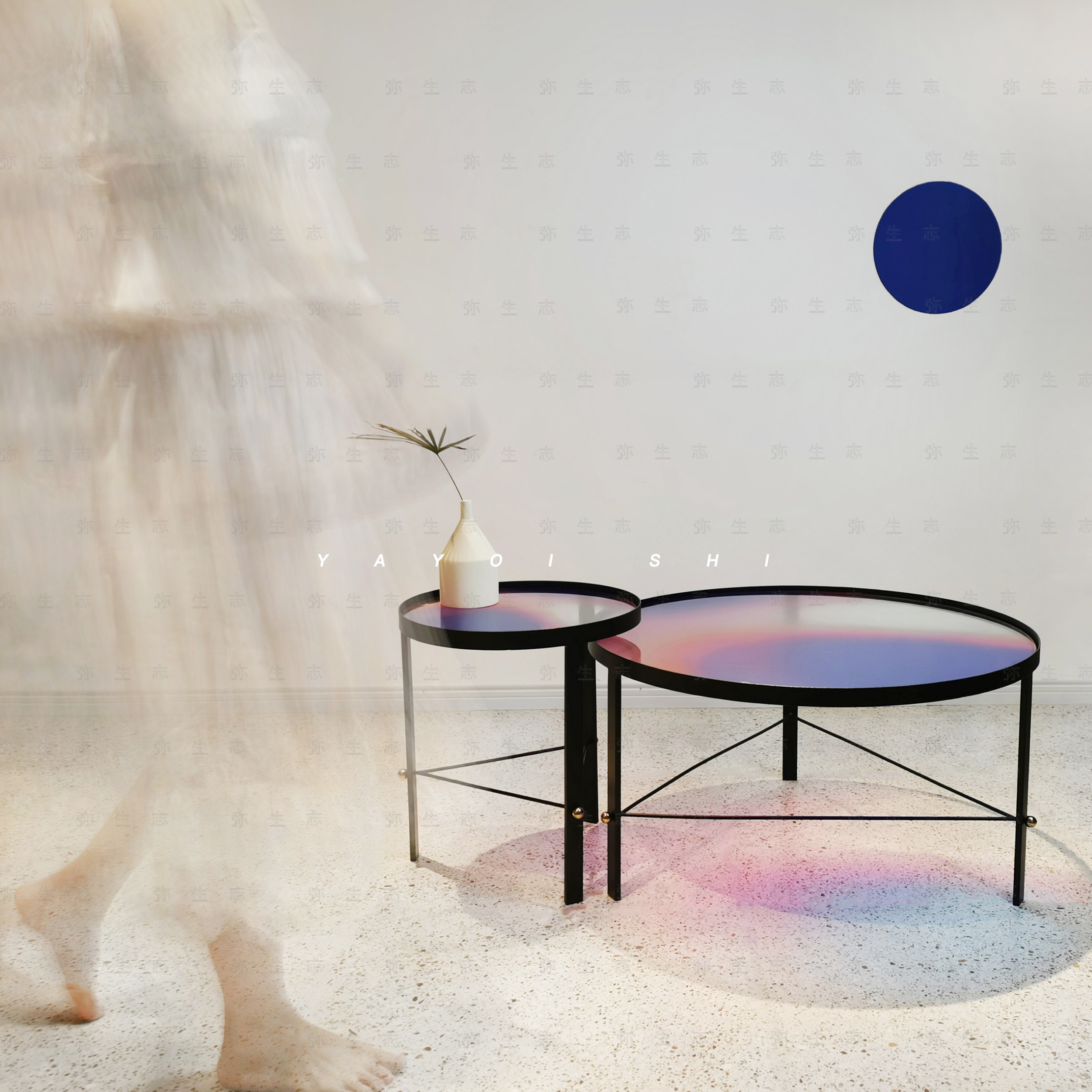Yayoi-chi original design starry sky coffee table Gradient edge several Nordic modern art round glass tea table combination