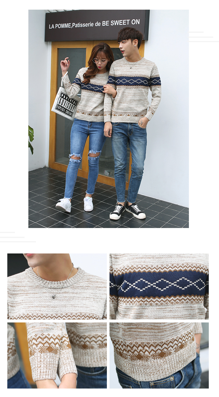 Áo len nam Hàn Quốc phiên bản của vòng cổ sinh viên xu hướng người yêu tươi nhỏ phụ nữ 2018 mùa thu và mùa đông áo len mới áo len