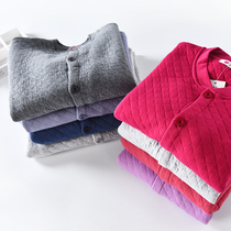 Middle-aged men and women home warm cardigan The elderly pure cotton underwear warm top three layers of cotton cardigan