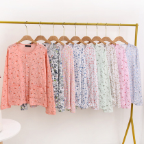 Middle-aged and elderly single-piece pajamas womens cardigan jacket pure cotton long-sleeved air-conditioned shirt spring and autumn thin section confinement cardigan home service