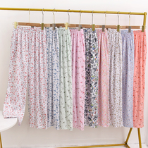 Summer and autumn home pants womens pure cotton large size loose air-conditioning mother middle-aged and elderly pajama pants trousers cotton living pants