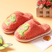 21 Winter Childrens cotton slippers for men and women Warmth Toshoes Home Non-slip Cute Plush Baby Tug Toddler Cartoon