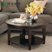 American solid wood garden tea table French made old round coffee table coffee table simple modern all solid wood coffee table customization