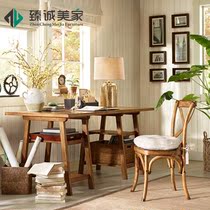 American country solid wood desk computer desk home solid wood writing desk pastoral desk computer table and chair combination