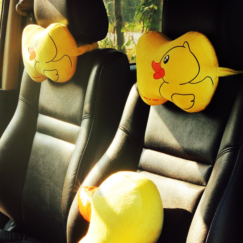 Cute Rhubarb Duck Head Pillow Protection Neck Pillow Small Yellow Duck Car Bone Pillow Close To Pillow Car Interior Accessories Hem