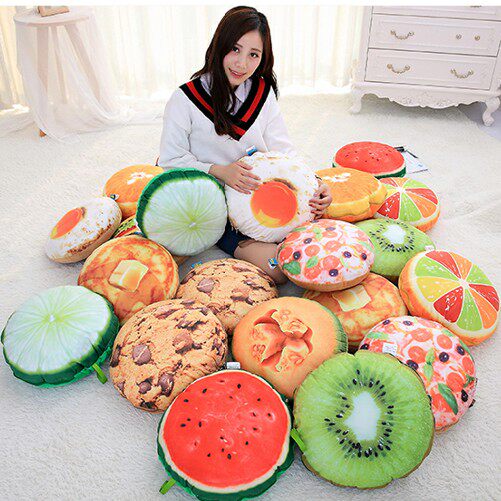 Car Hug Pillow Quilted with Sofa Office Pillow Omelets Fried Egg Bread Fruit Air Conditioning by Lunch Rest