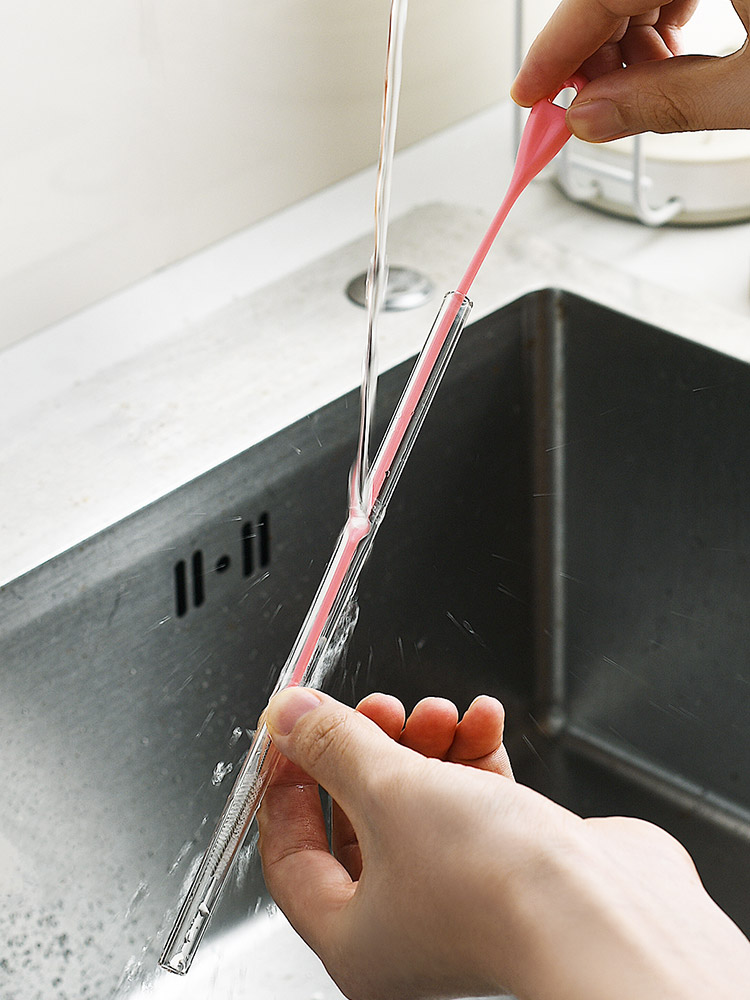 Japan imported straw brush Slender bottle cleaning brush Household gap soft brush extended bendable straw cup brush