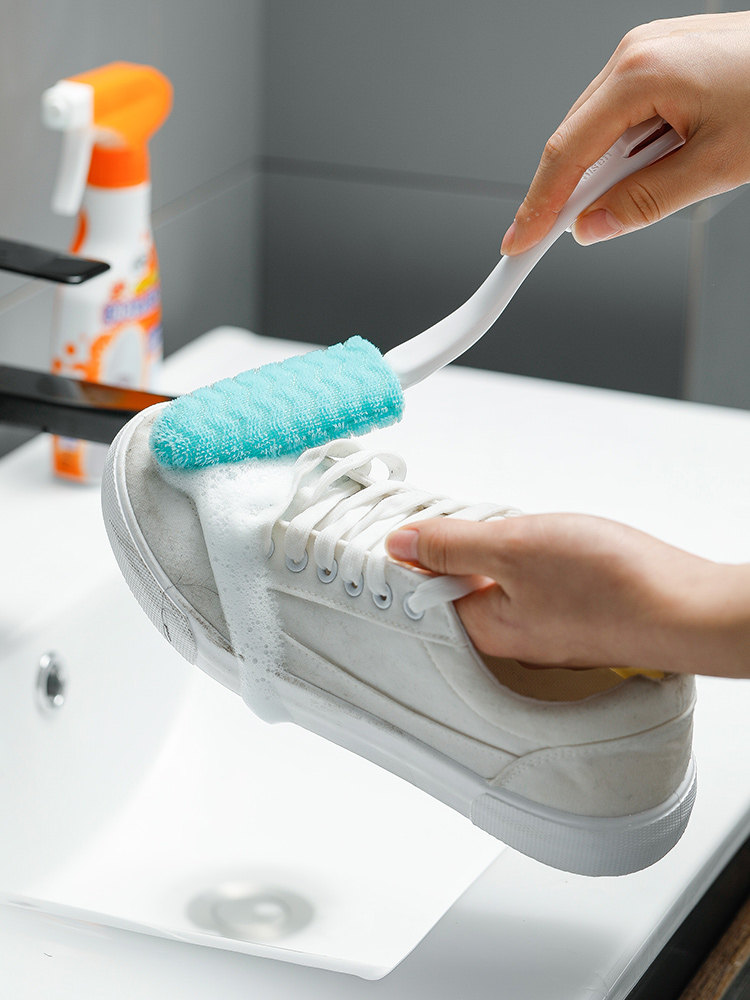 Japanese soft hair shoe brush Household double-headed does not hurt shoe brush Shoe artifact Shoe washing laundry brush cleaning brush long handle brush