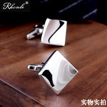 Silver tile cufflinks Mens French shirt Cuff buckle Womens sleeve nail shirt Business suit lining buckle