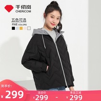 Qianren Gang autumn and winter new down jacket womens short raglan sleeve hooded winter coat female 239021