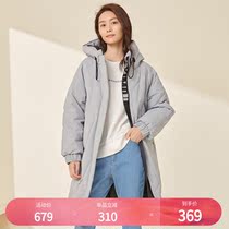 Thousand Gang 2021 New down jacket womens long fashion waist hooded drawstring profile slim winter jacket