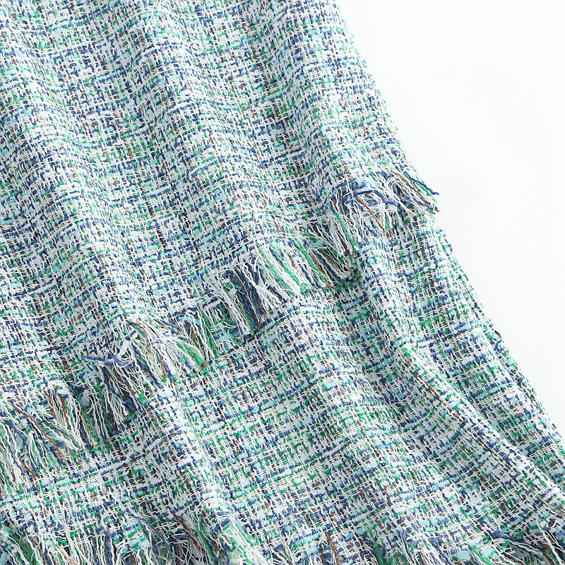 A51 mùa thu và mùa đông thời trang của phụ nữ cao eo tweed nhỏ hương thơm mạng phần đỏ siêu lửa váy khí váy chân váy ôm dài