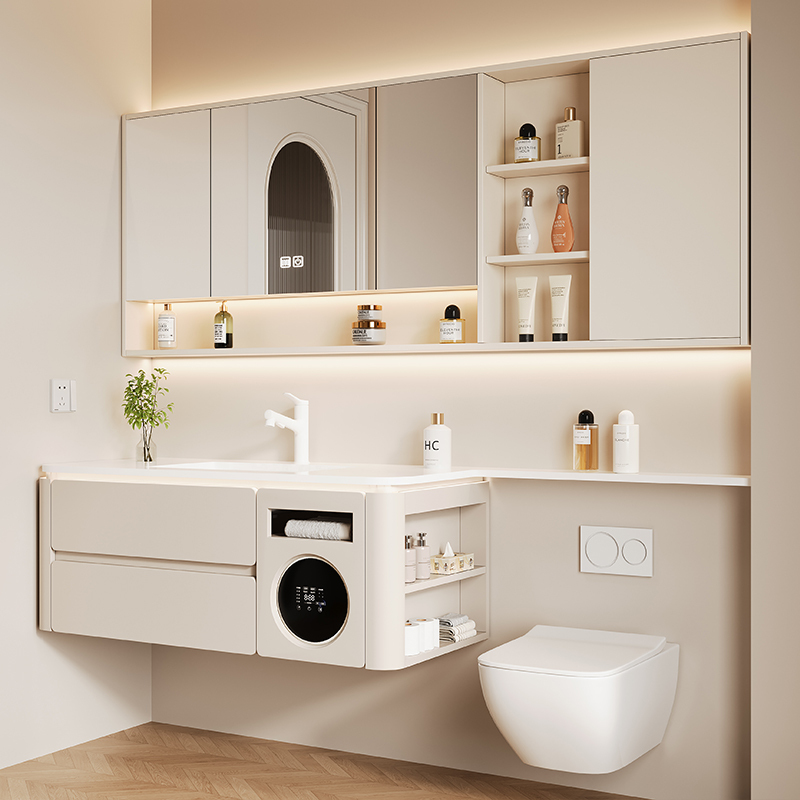 New All-In-One Washing and Drying Machine, Toilet Extension Bathroom Cabinet, Seamless Ceramic Integrated Basin, Washbasin, Handwashing Basin