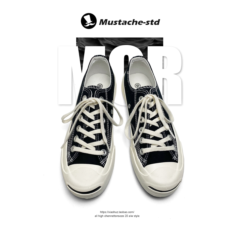 Moustache homemade Japan Okayama Jiulumi Little crowdsourced design Opening Laugh Sails Cloth Shoes Men And Women Board Shoes