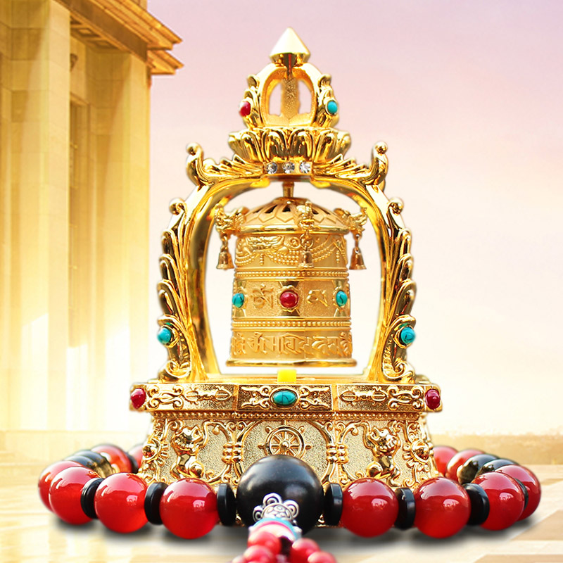 Car-borne solar energy transfer cylinder car upscale Tibet barrel transfer warp wheel car insured safety ornament swinging piece male perfume