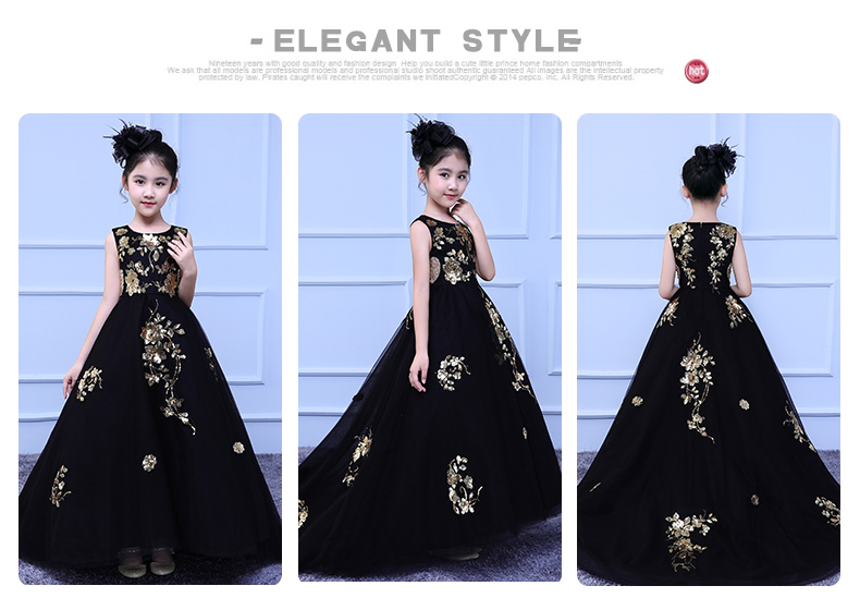 Người mẫu catwalk buổi tối của trẻ em váy dài váy cô gái sinh nhật công chúa váy trẻ em lớn trang phục piano - Váy trẻ em váy trẻ em hàn quốc