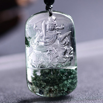Natural green ghost Manjushri Bodhisattva Natal Buddha Rabbit pendant Zodiac Rabbit Patron Saint jewelry necklace Men and women