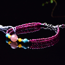 Natural Crystal Pomegranate Stone Foot Chain Schoolgirl Sons Korean version brief Foot Chain Personality Bestie 100 Hitch Ring Foot Chain