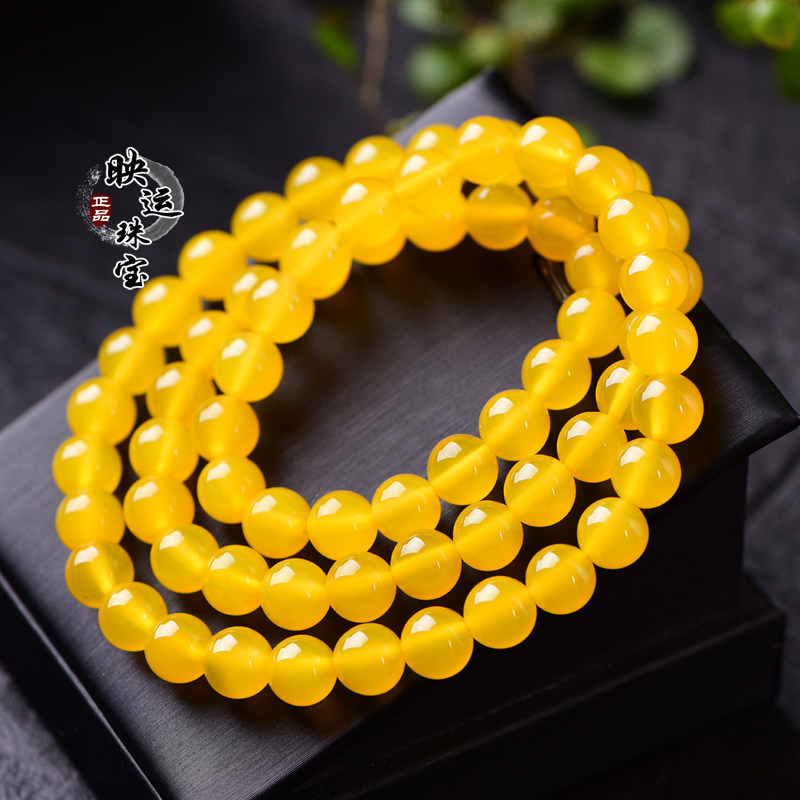 Gift orange stone single circle bracelet Orange stone multi-circle male and female bracelet Couple hand string broken palm pain mole can be printed