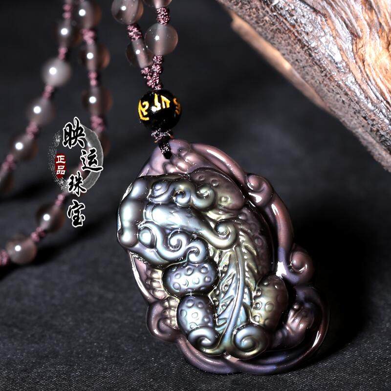 Open light qiao color blue eye obsidian men and women money overnight rich brave xiu pendant crystal jewelry pendant gift SL3