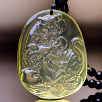 2022 Yangyang Smug Pendant White Crystal Pendant Zodiac Dog Yellow Crystal Open Luck man