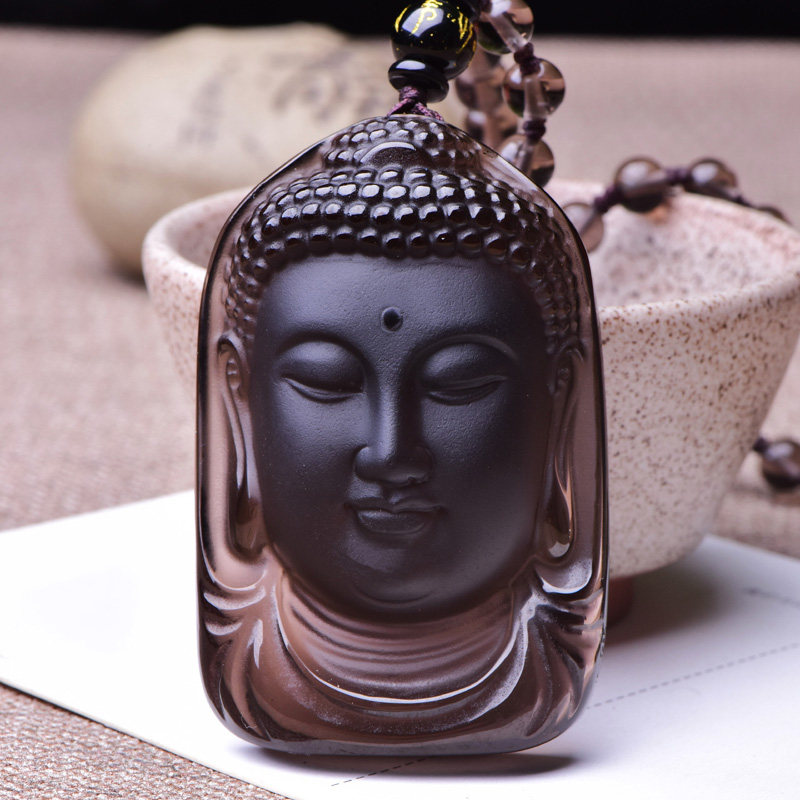 Ice obsidian Amitabha Buddha Bodhisattva pendant Zodiac belongs to the pig dog patron god of life Buddha necklace for men and women pendant